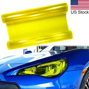 12" x 48" JDM Glossy Yellow Headlight Tail Light Fog Lamp Tint Film Trim Wrap - Picture 1 of 6
