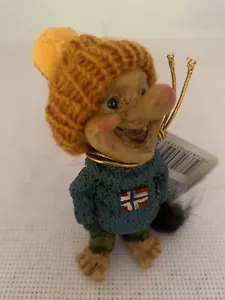 Lommedalen Norway Troll Knitted Hat Fluffy Tail Figure Ornament 4β NEW & TAGS - Picture 1 of 3