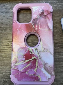iphone 12 pro max silicone case Pink Marble Design Hard Shell - Picture 1 of 2