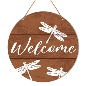 Welcome Sign Front Door Decor Welcome Round Hanging Sign Decor Rustic Decorat... - Picture 1 of 5