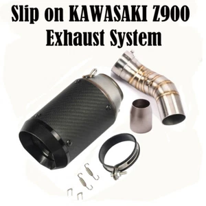 Motorcycle Exhaust Carbon Fiber Short Muffler Pipe For Kawasaki Z900 2017-2022 - Picture 1 of 5