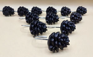 12-Pack PINE CONE Decorative Shower Curtain Hooks Steel S, EUC - Picture 1 of 7