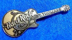 ST THOMAS STERLING SILVER STAMPED GIBSON LES PAUL GUITAR Hard Rock Cafe PINS - Picture 1 of 1