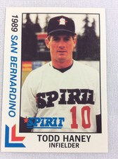 1989 San Bernardino Spirit-BEST Baseball Card-Todd Haney