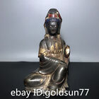 9.0"Collecting Chinese Antiques Exquisite Pure Copper Sitting Guanyin Statue