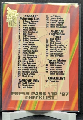 1997 Press Pass VIP #50 Checklist/ROY List NM - Image 1 of 2