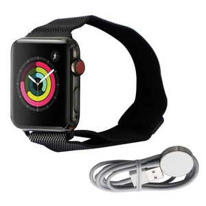 Apple Watch Series 3 (A1861) GPS + Cellular 42mm Black Stainless Steel/Milanese - Picture 1 of 2