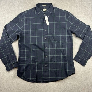 Camisa J Crew Para Hombre Grande Azul Verde A Cuadros Botones Ajustada Desbrozada Sarga Cepillada - Imagen 1 de 7