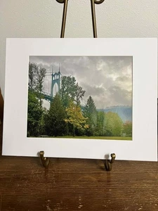 Foto mate 8x10 del puente de San Juan Portland Tammie Bates PNW paisaje firmado  - Imagen 1 de 3