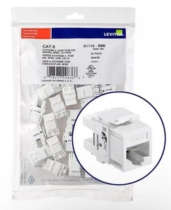 Leviton 61110-BW6 Extreme Cat 6 UTP Quickport Jack White 10-pack - Afbeelding 1 van 2