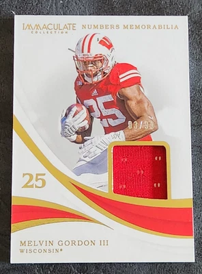 2019 Panini Immaculate Collegiate Melvin Gordon III PW Numbers Memorabilia #3/99 - Image 1 of 2