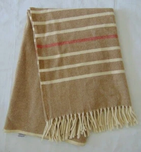 100% Virgin Wool brown fringe woven lap throw lapghan 36.5X51 inches - Picture 1 of 7