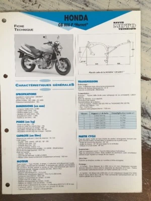 Honda CB600F Hornet PC34 98/99W Y X CBF 600 Ficha Técnica Moto Rmt Forestay - Imagen 1 de 4