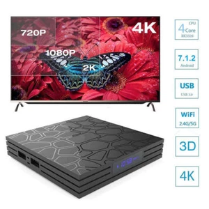 Smart TV BOX T9 PRO Android 7.1.2 4GB RAM 32GB 4K IPTV GPU 5 CORE QUAD WIFI - Foto 1 di 2