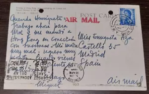 Hong Kong 10. IV 1964, 65 cent franking, postcard sent to Madrid in Spain - Imagen 1 de 2
