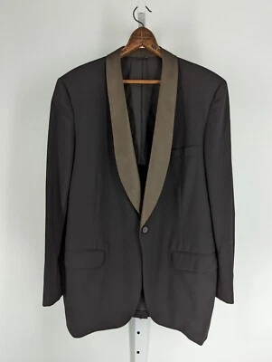 Chaqueta Esmoquin Bond NYC Vintage Años 40 50 Solapa Dorada Satinada Negra 42" Foto 1 de 4