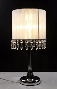 Crystal Chandelier Touch Lamp Table Cafe Bedside Lamp White 42cmH - Picture 1 of 2
