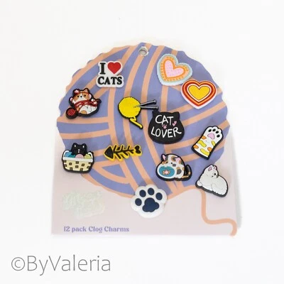 Cat Lover Clog Shoe Decoration Charms, Set of 12, Pet Kitty Gift Christmas - Image 1 of 3
