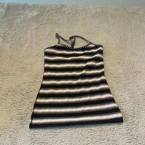 Lululemon Women Capilano Stripe Black White Power Y Tank *Luon Size 8 vintage - Picture 1 of 6
