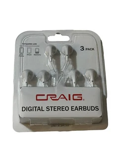 Craig Digital Stereo Earbuds CHP4811 3er Pack Ohrhörer in Weiß - Bild 1 von 2