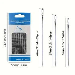 6 Self Threading Sharps Various Sizes Sew Hand Sewing Large Needles 50-67 mm - Picture 1 of 3