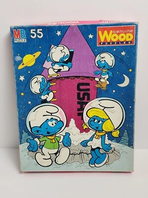 Rompecabezas de madera vintage 1982 Milton Bradley Pitufo 55 piezas - Espacio, astronautas Foto 1 de 4