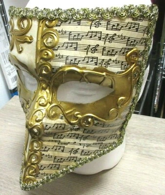 Venezian Gold Mardi Gras Musical Notes Mask 2019 - Image 1 of 4