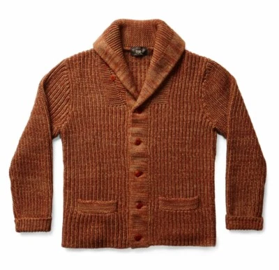 RRL Ralph Lauren Made in USA Thick Marl Wool Cotton Shawl Cardigan-L- RARE - Image 1 of 4