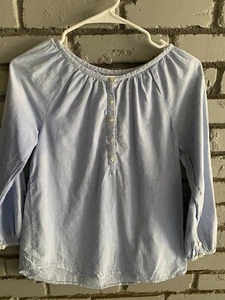 H&M Blue Chambray Roll-Sleeve Shirt Girl 10 11 SPRING! - Picture 1 of 3