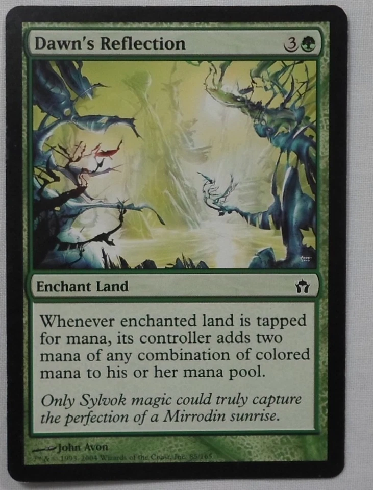 MAGIC THE GATHERING MTG FIFTH DAWN GREEN DAWN'S REFLECTION ENCHANT LAND CARD - Image 1 of 2