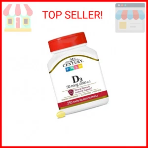 21st Century D3 2000 IU Softgels, 250 Count - Picture 1 of 2