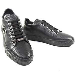CASADEI 🇮🇹 MEN'S BLACK SOFT LEATHER COMFORT FASHION SNEAKERS - Picture 1 of 8