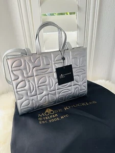 Borsa a tracolla media trapuntata Telfar X Moose Knuckles argento nuova con etichetta con sacchetto antipolvere - Foto 1 di 14