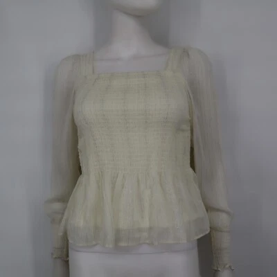 NWT Nine West Holiday Ivory Cream Women’s XS  Long Sleeve Blouse Top - Image 1 of 4