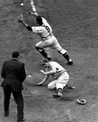 Brooklyn Dodgers GIL HODGES Glossy 8x10 Photo Print 'Sliding Home' Poster Cover
