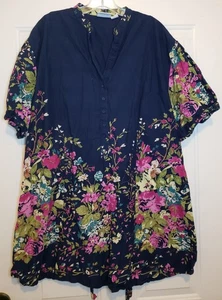 Ladies VERMONT COUNTRY STORE 3/4 Slv Henley Back Tie Peasant Top, Plus 3X - Picture 1 of 2