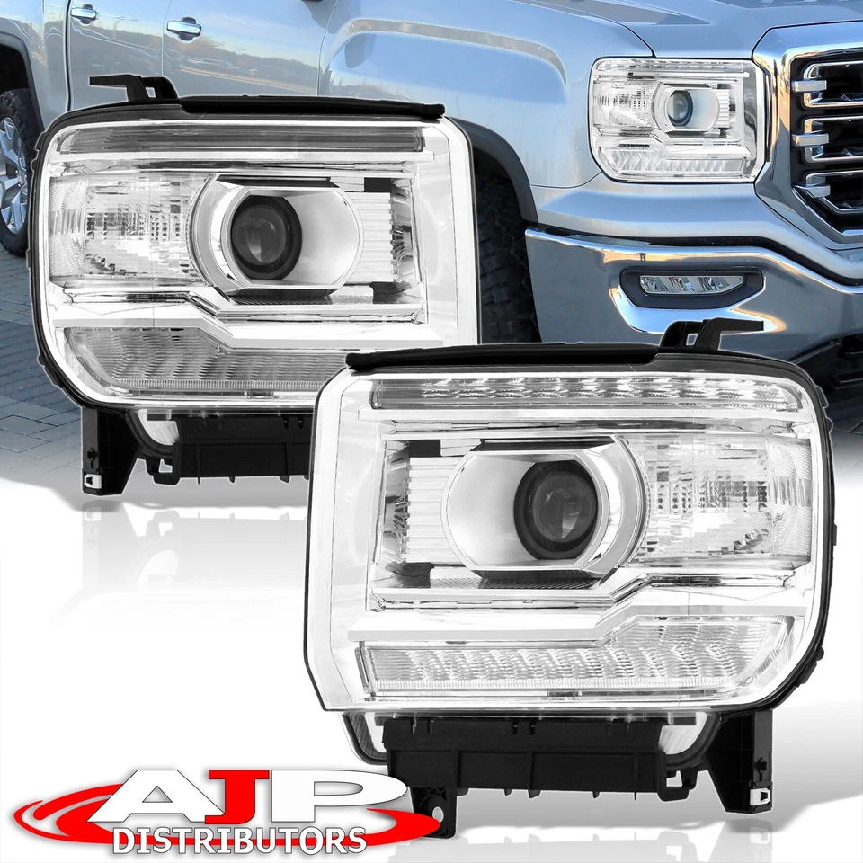 Clear OE Style LED DRL Head Lights Lamps For 2014-2018 GMC Sierra 1500 2500 3500 — 第 1/4 张图片