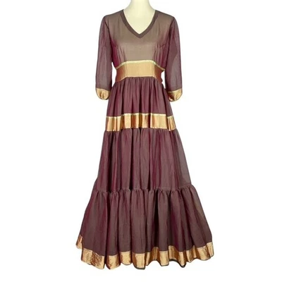 Sheer Ren Faire 礼服 尺寸 S M 棕色 吉普赛森林 童话 中世纪服装 — 第 1/4 张图片