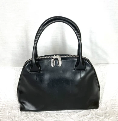 FURLA Double Handle Black Leather Domed Boston Bag Satchel Made in Italy - Image 1 of 4