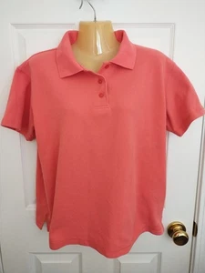 Gloria Vanderbilt Casuals Women's Coral Orange S/S Polo Top - Size Medium - Picture 1 of 3