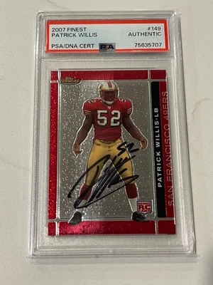 2007 Topps Finest PATRICK WILLIS #149 Signed Auto PSA DNA RC San Francisco 49ers - Image 1 of 2