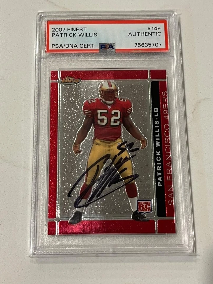 2007 Topps Finest PATRICK WILLIS #149 Signed Auto PSA DNA RC San Francisco 49ers - Image 1 of 2