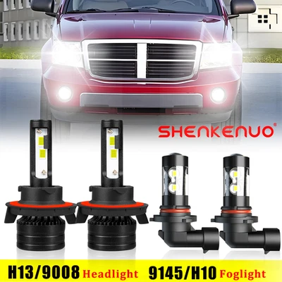 For Dodge Durango 2004-2006 4X LED Headlight High/Low Beam + Fog Light Bulbs Kit - Image 1 of 4