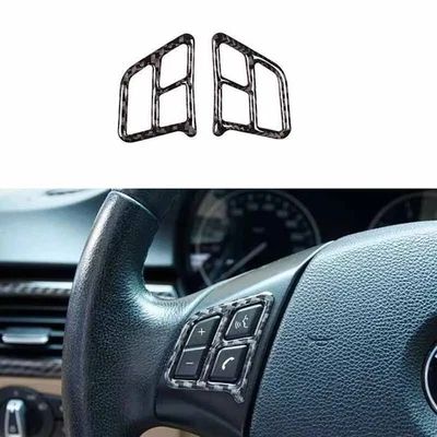 Real Carbon Fiber For BMW 3-Series Cover Trim Steering Wheel Button Frame 05-12 - Imagem 1 de 4
