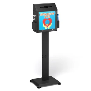 Suggestion Box with Lock & Stand, Floor Stand Offering Box, Metal Donation Box - Picture 1 of 9