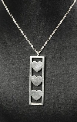 Tiffany & Co. 925 Sterling Silver Triple Heart Plate Pendant 16" Necklace - Image 1 of 4