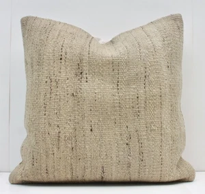 Funda de Almohada Kilim Turca Decorativa Hecha a Mano 16x16 Beige y Marrón Almohada Kilim - Imagen 1 de 10