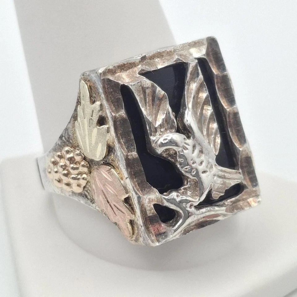 Rushmore Black Hills Oro Plata de Ley 925 Ónix Hoja de Uva Águila (CP4007163) Foto 1 de 4