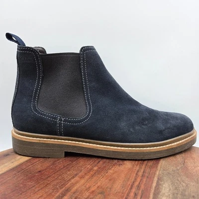 Clarks Clarkdale Botas Fácil Para Hombre 12M Azul Marrón Gamuza Cuero Comodidad Chelsea Foto 1 de 4