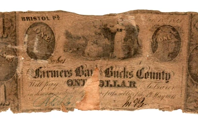 2 FOR 1 MONEY (SORT OF) 1800'S "2 FOR 1 MONEY" (BANK OF BUCKS) ROUGH!!!! - Image 1 of 3